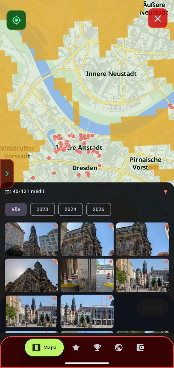 Fotky na mapě v místě, kde vznikly