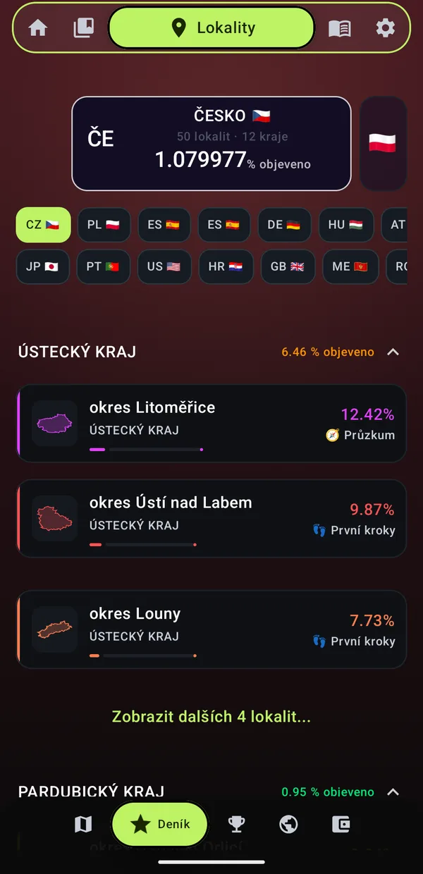 Ústecký kraj s procenty a stupni